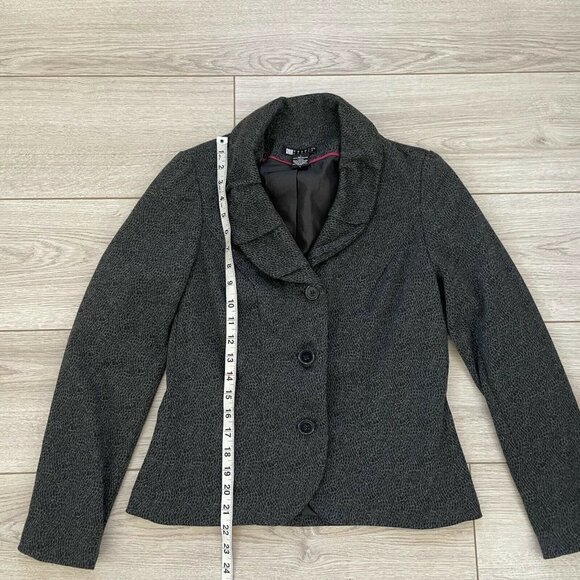 CAROLE LITTLE-black/gray animal print buttoned lined blazer jacket Small - Picture 5 of 7
